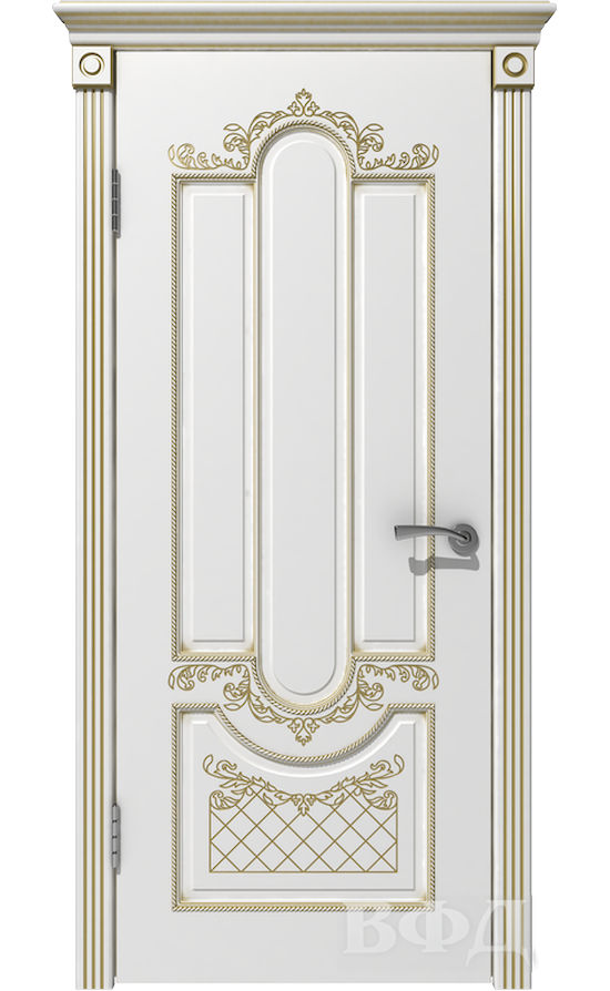 Двери от ВФД - Александрия белая эмаль патина золото глухая в Симферополе.
