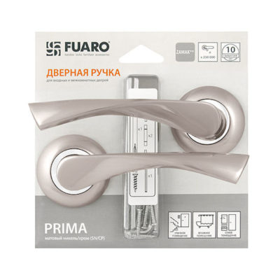 Дверная ручка Fuaro PRIMA RM-HD SN-CP-3 матовый никель/хром в Симферополе.