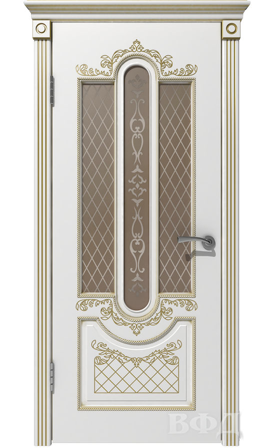 Двери от ВФД - Александрия белая эмаль патина золото стекло бронза в Симферополе.
