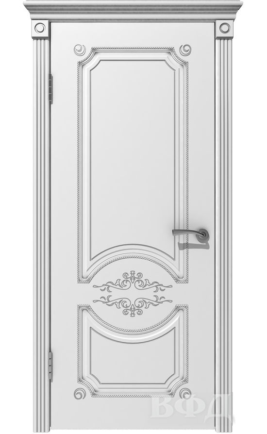 Двери от ВФД - Милана белая эмаль патина серебро глухая в Симферополе.