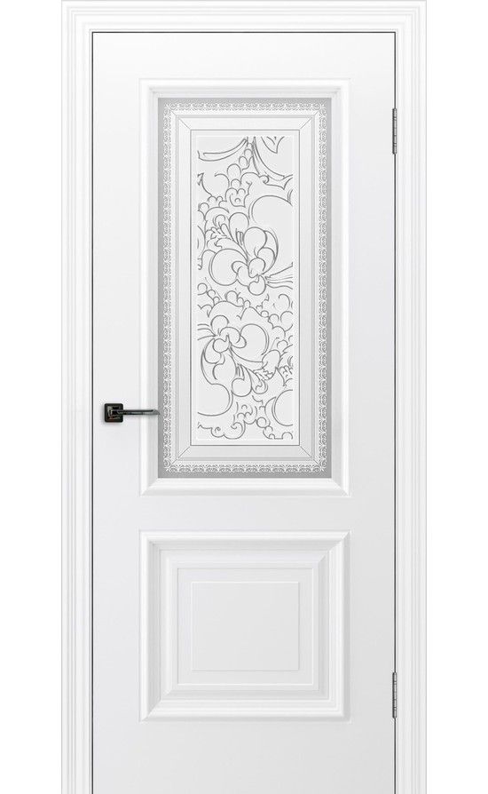 Межкомнатная дверь CordonDoor Акцент, эмаль белая, стекло Узор 2 в Симферополе