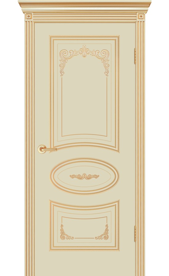 Межкомнатная дверь CordonDoor Ария Грейс В3, эмаль слоновая кость, патина золото, дверное полотно глухое в Симферополе