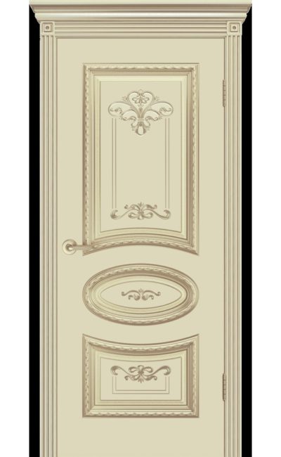 Межкомнатная дверь CordonDoor Ария R В3, эмаль слоновая кость, патина белое золото, дверное полотно глухое в Симферополе