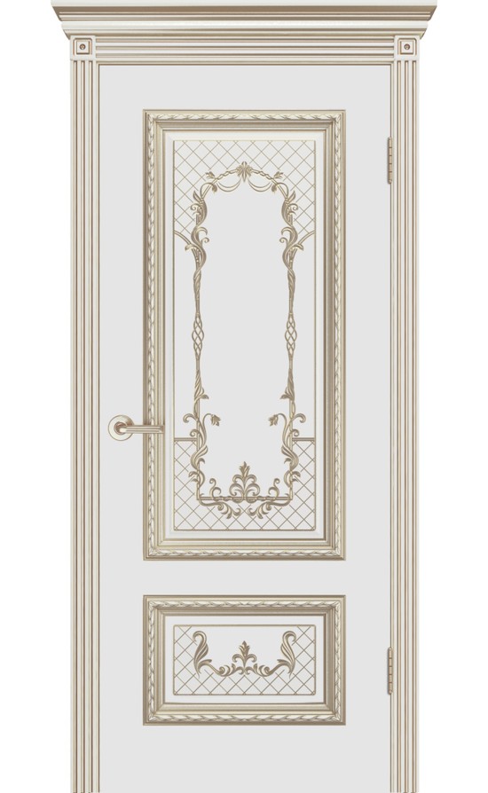 Межкомнатная дверь CordonDoor Дуэт R B3, эмаль белая, белое золото, дверное полотно глухое в Симферополе