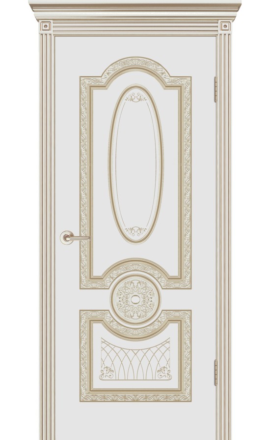 Межкомнатная дверь CordonDoor Гармония New В3, эмаль белая, патина белое золото, дверное полотно глухое в Симферополе