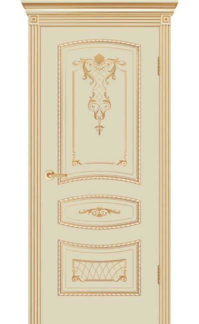 Межкомнатная дверь CordonDoor Соната-2 B3, эмаль слоновая кость, патина золото, дверное полотно глухое в Симферополе
