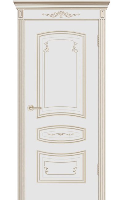 Межкомнатная дверь CordonDoor Соната Грейс В2, эмаль белая, патина белое золото, дверное полотно глухое в Симферополе