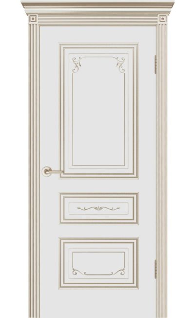 Межкомнатная дверь CordonDoor Трио Грейс B2, эмаль белая, патина серебро, дверное полотно глухое в Симферополе
